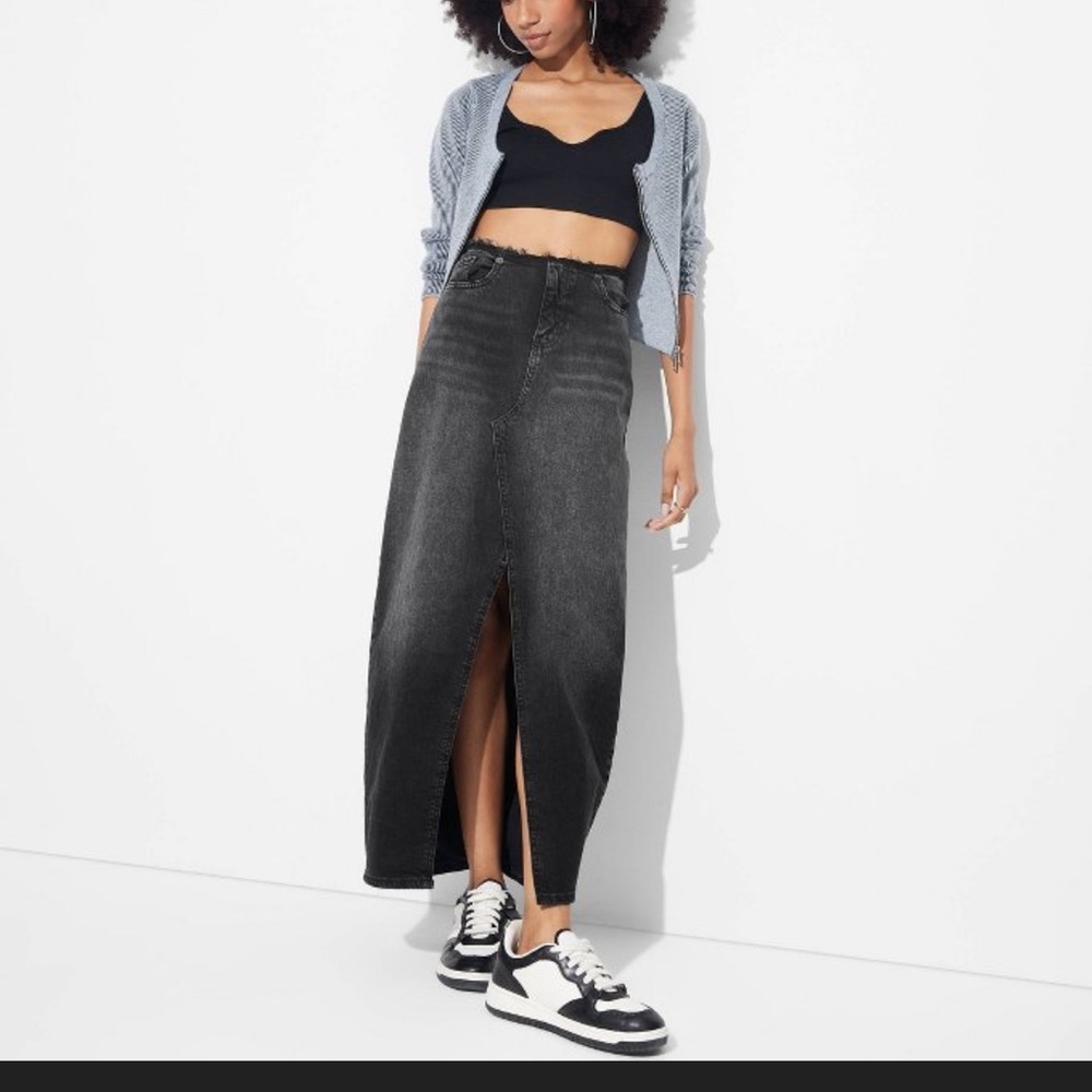 Wild Fable black denim maxi skirt